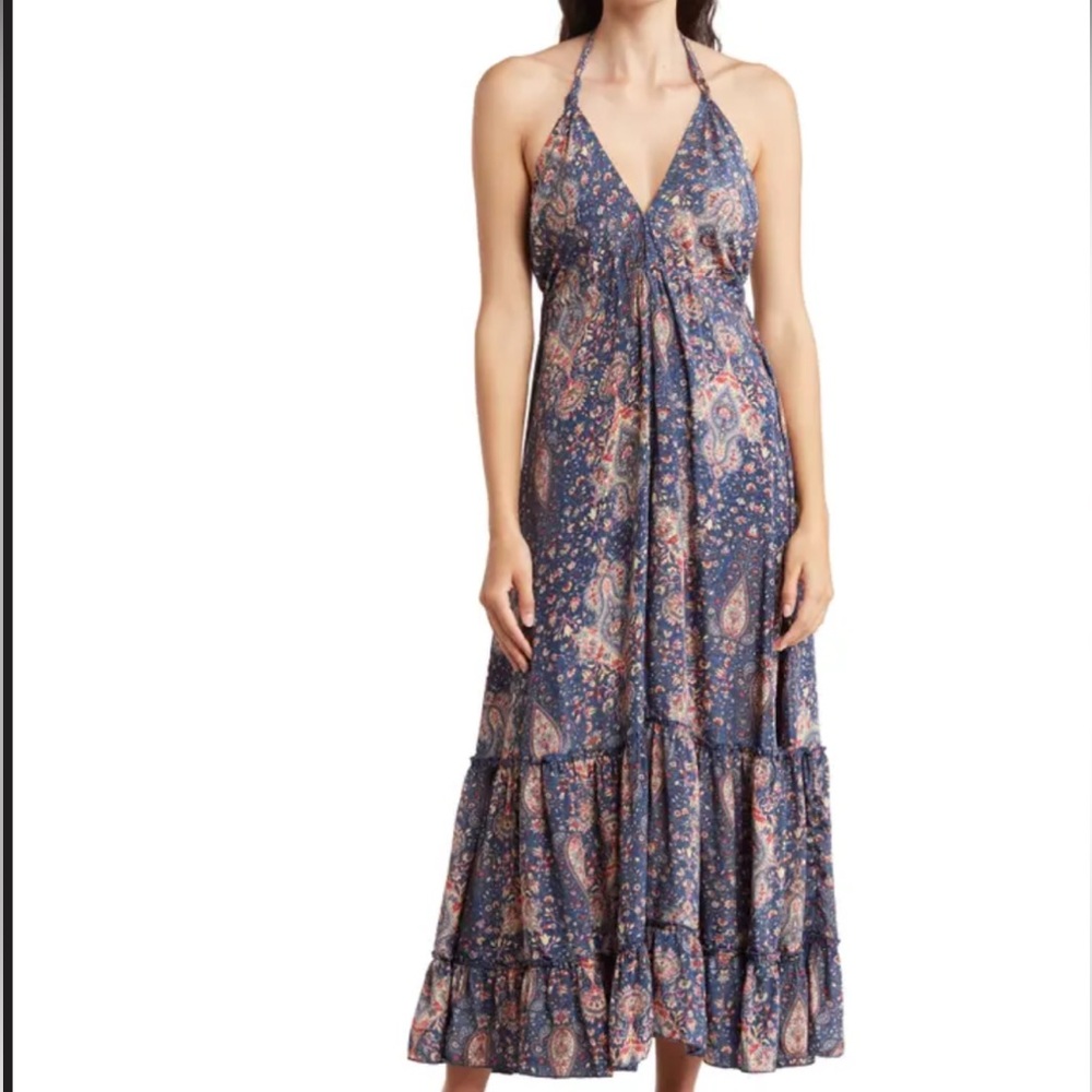 Raga poseidon maxi dress low back paisley floral blue dress women’s size small